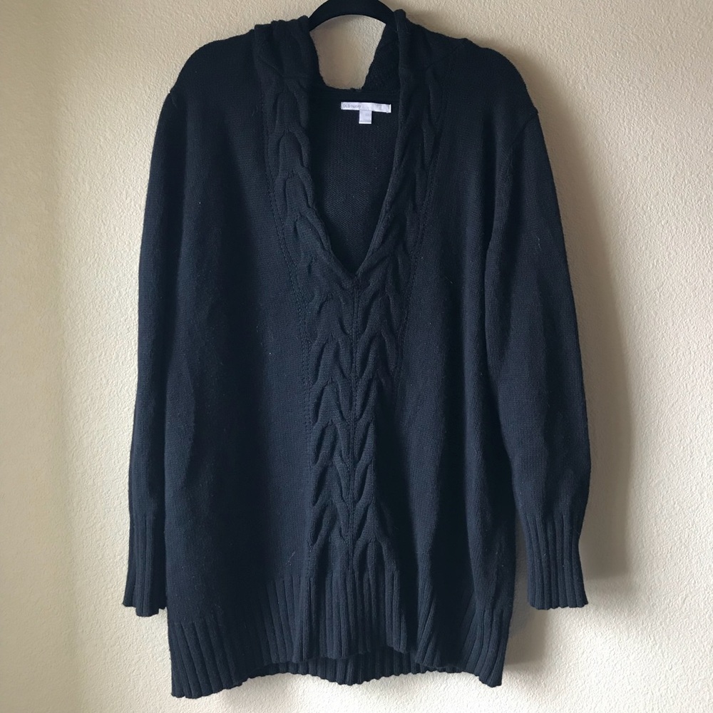 Old Navy Black Hooded Knit Sweater